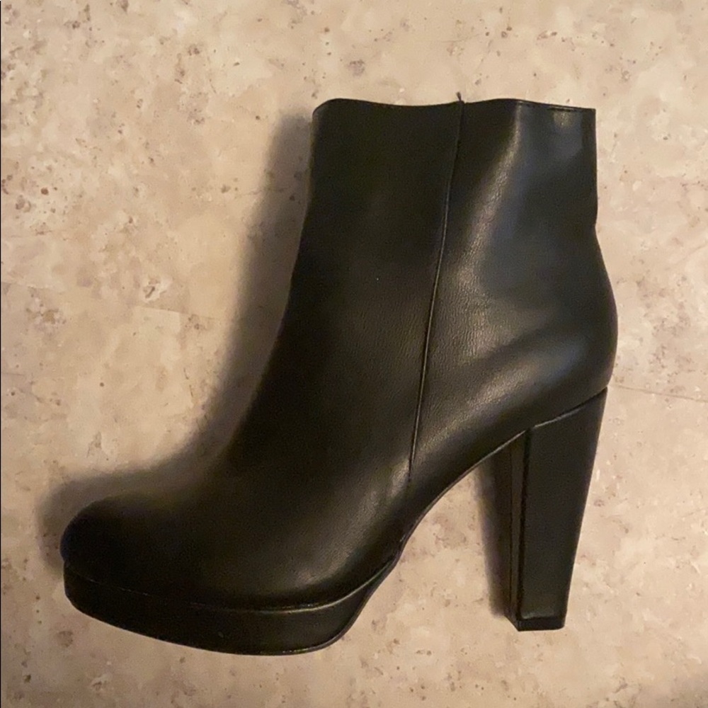 Heeled pleather bootie- Never worn